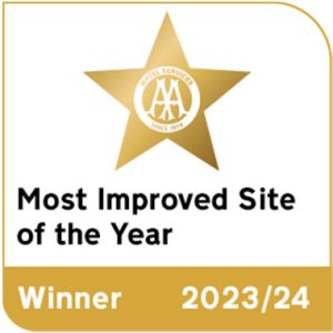 AA Most Improved Site of the Year logo 2023/24 logo