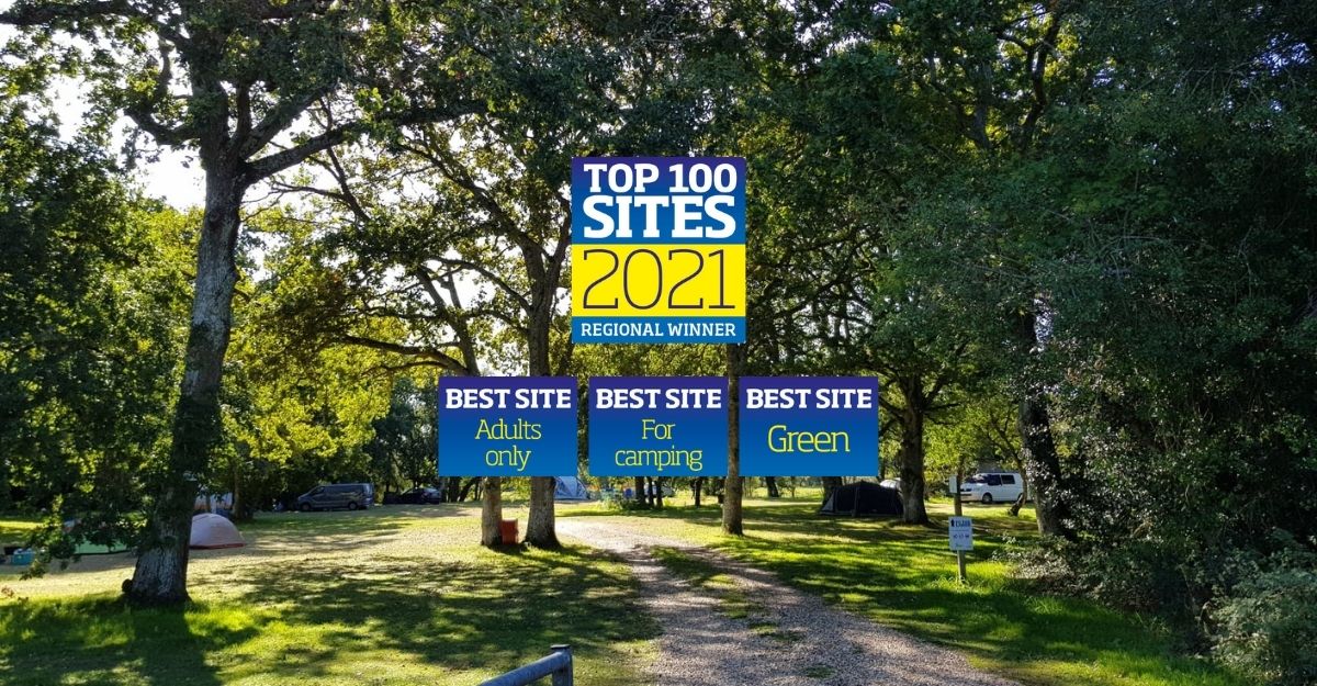 Back of Beyond camping fields with Top 100 2021 awards