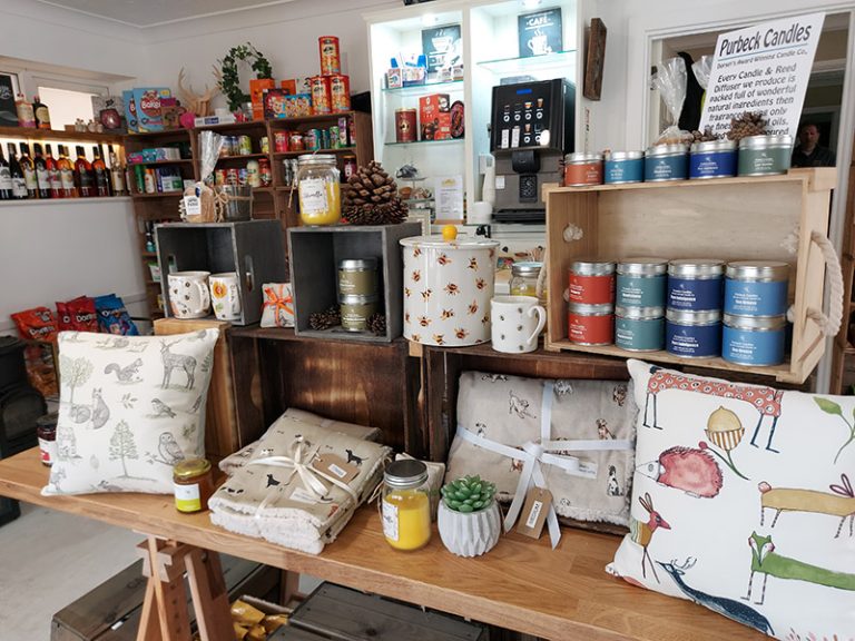 A display of items for sale in the Back of Beyond reception shop