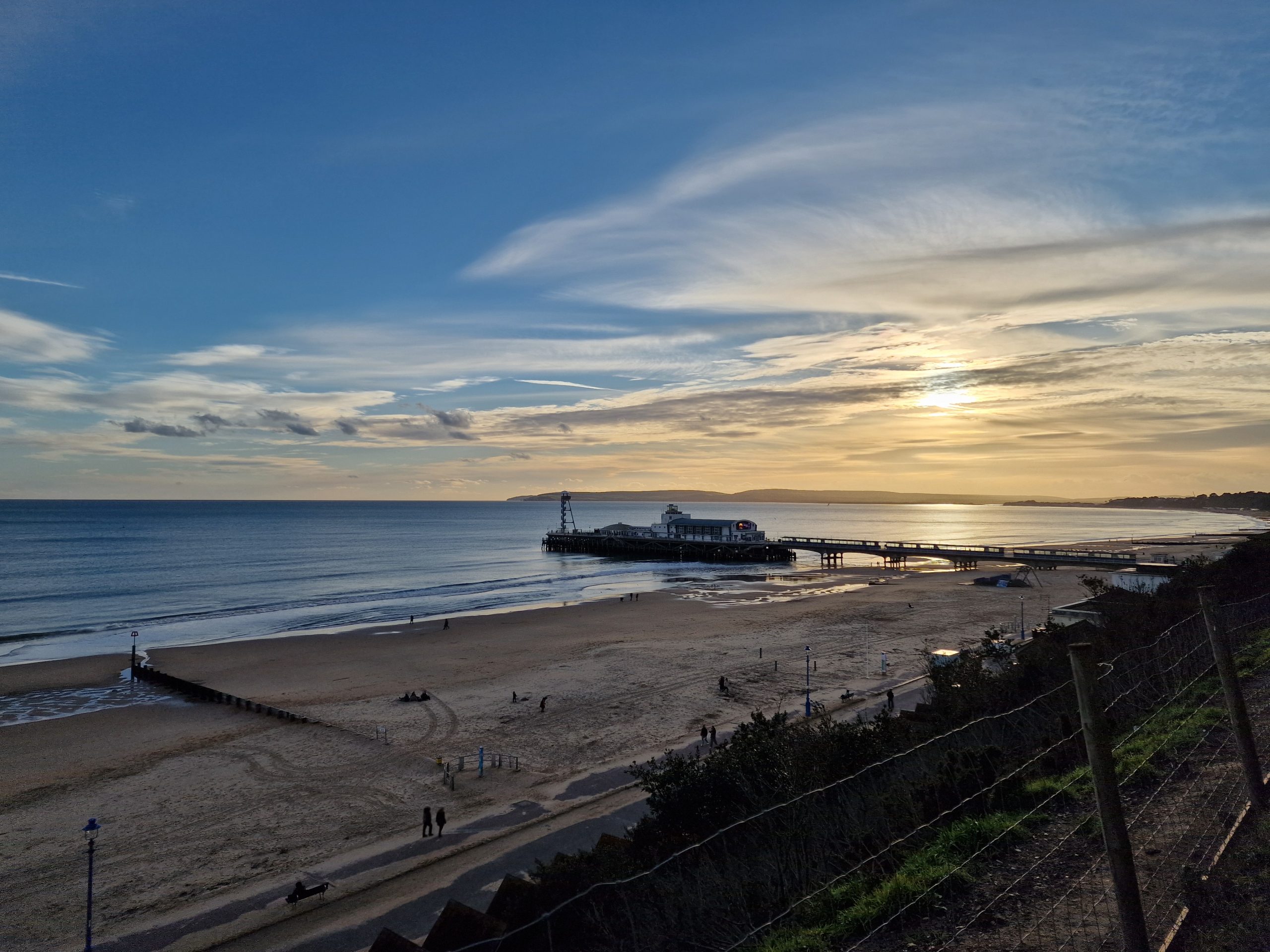Bournemouth beach and pier at sunset