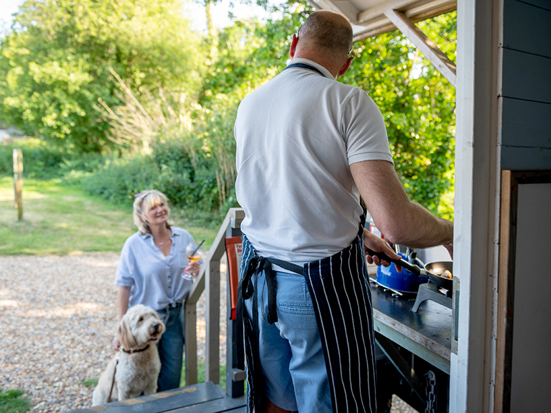 Outside cooking area in a shepherds hut