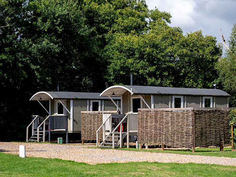 Shepherd huts at Back of Beyond Touring, Camping & Glamping Park
