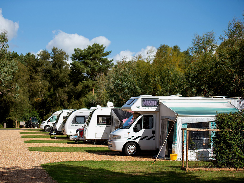 Standard hardstanding pitches with caravans and tourers on.