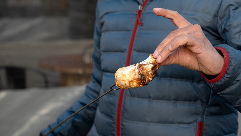 Toasted marshmallow on a skewer