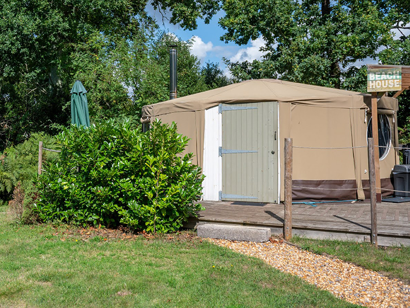 The exterior of the yurt