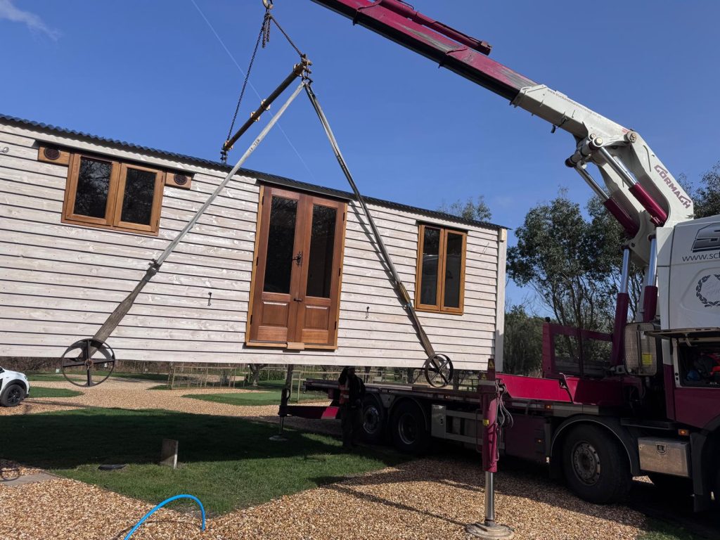 Heather being moved into position