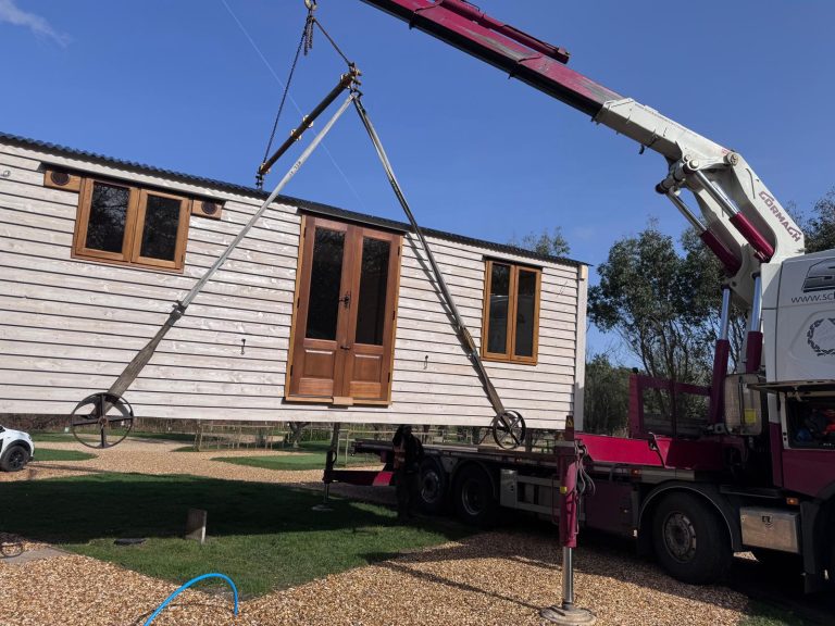 Heather being moved into position