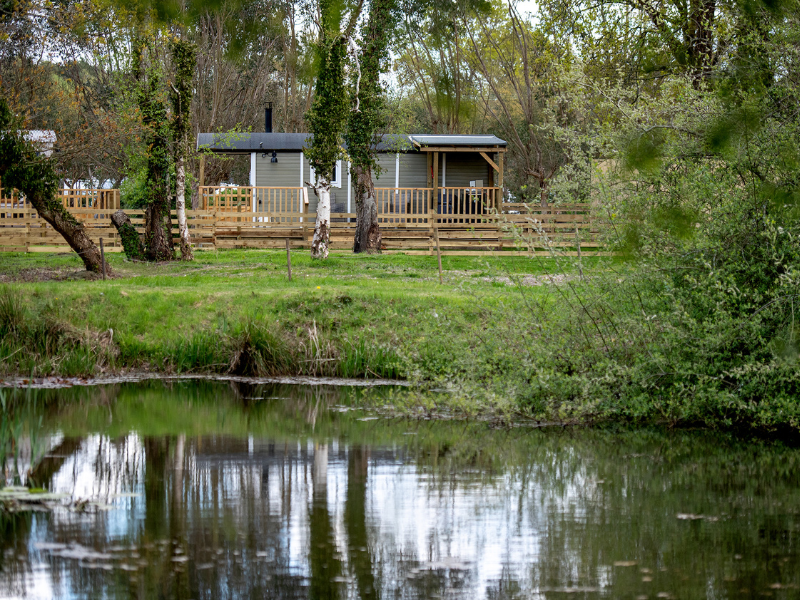 Looking from the lake towards one of the shepherd huts